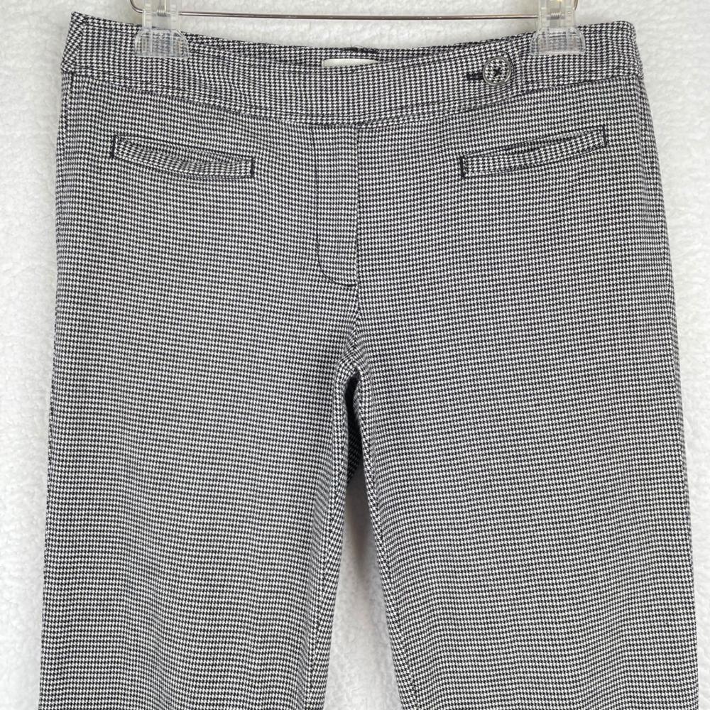 Ann Taylor LOFT Marisa Houndstooth Straight Leg Pants Black White Size 6